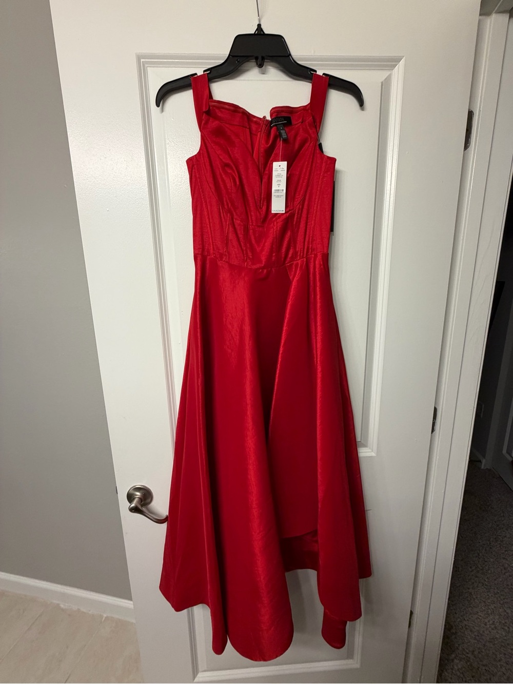 White House Black Market Red High-Low Satin Dress